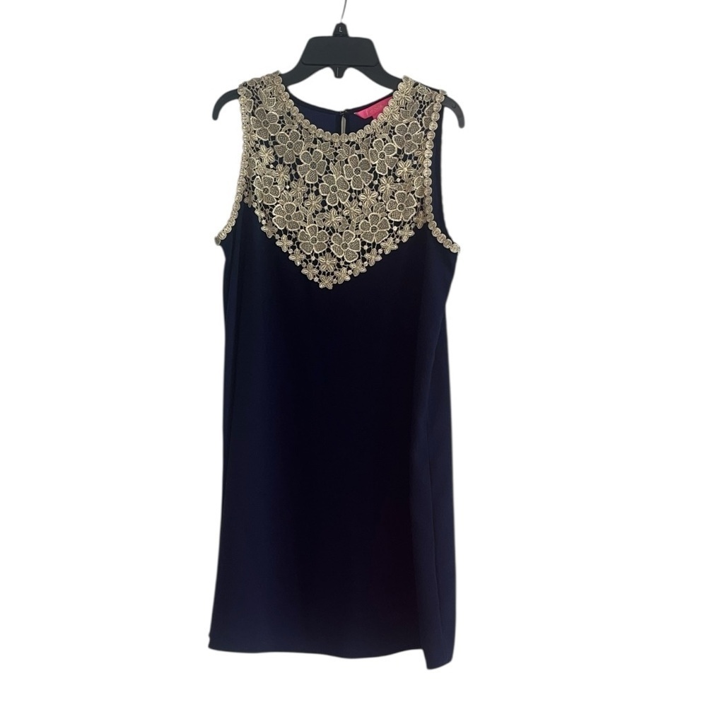 Lilly Pulitzer Navy Lace Nala Soft Sleeveless Shift Dress size 4 - Picture 4 of 11